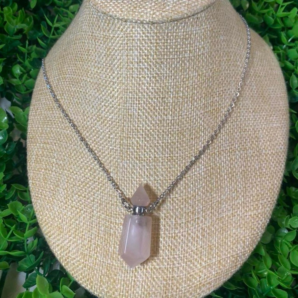 Rose Quartz Point Pendant Necklace - Pink Gemstone Jewelry